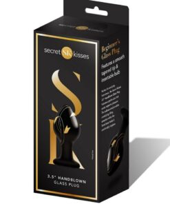 Secret Kisses Handblown Glass Anal Plug 3.5in - Black/Gold