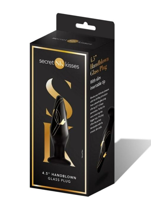 Secret Kisses Handblown Glass Anal Plug 4.5in - Black/Gold