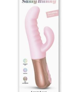 Sassy Bunny Dual Motor Rechargeable Silicone Thrusting Rabbit Vibrator - Baby Pink
