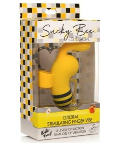 Shegasm Sucky Bee Rechargeable Silicone Clitoral Stimulating Finger Vibrator - Black/Yellow