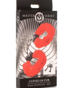 Master Series Cuffed in Fur Furry Handcuffs - Red
