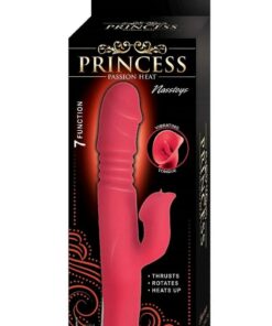 Princess Passion Heat Rechargeable Silicone Warming Vibrator with Clitoral Wheel - Coral