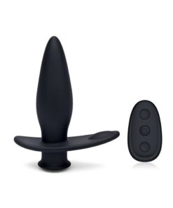 Blue Line Pointer Silicone Deep Drilling Remote Controlled Butt Plug - Black