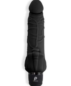 Powercocks Silicone Realistic Vibrator with Clitoral Stimulator 7in - Black