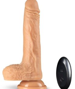 Dr. Skin Silicone Dr. Grey Rechargeable Thrusting Dildo with Remote Control 7in - Vanilla