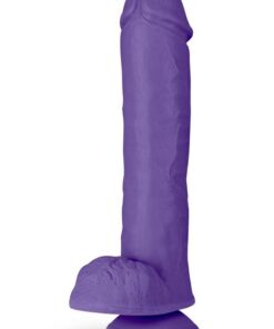 Au Naturel Bold Big John Dildo with Suction Cup and Balls 11in - Purple