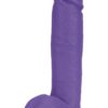 Au Naturel Bold Huge Dildo with Suction Cup and Balls 10in - Purple