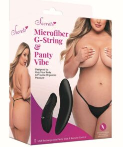 Secrets Rechargeable Silicone Microfiber G-String and Panty Vibe with Remote Control - Queen - Black