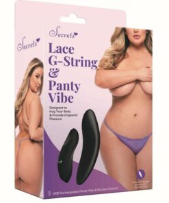 Secrets Rechargeable Silicone Lace G-String and Panty Vibe - Queen - Purple