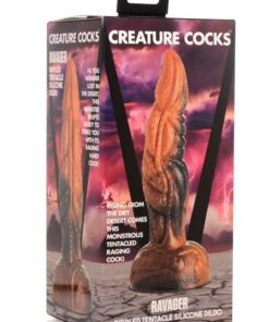 Creature Cocks Ravager Rippled Tentacled Monster Silicone Dildo - Red/Orange/Brown