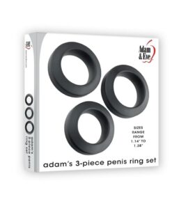 Adam and Eve Adam`s 3 Piece Silicone Penis Ring Set - Black