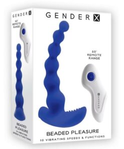 Gender X Beaded Pleasure Rechargeable Silicone Probe with Remote Control - Blue