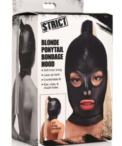 Strict Blonde Ponytail Bondage Hood - Black