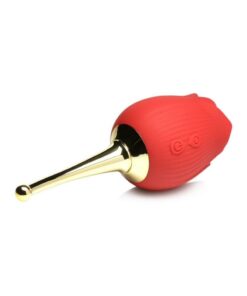 Inmi Bloomgasm Flutter Rose Rechargeable Silicone Sucking Rose with Butterfly Teaser - Red/Gold