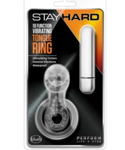 Stay Hard Vibrating Tongue Ring - Clear/Silver