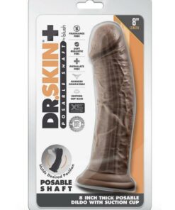 Dr. Skin Plus Thick Posable Dildo with Suction Cup 8in - Chocolate