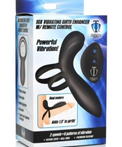 Trinity Men Rechargeable Silicone Vibrating Girth Enhancer with Remote Control - Black