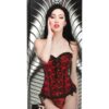 Master Series Scarlet Seduction Lace-up Corset and Thong - Medium - Red/Black