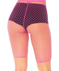 Leg Avenue Industrial Net Biker Shorts - O/S - Neon Pink