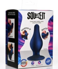 Squeeze-It Squeezable Silicone Tapered Anal Plug - Large - Blue
