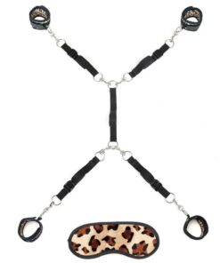 Lux Fetish Bed Spreader Restraint System (7 Piece Set) - Leopard