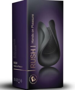 Rush Silicone Vibrating Textured Masturbator - Black