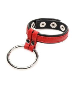 Strict Leather Cock Gear Leather and Steel Cock and Ball Ring - Red