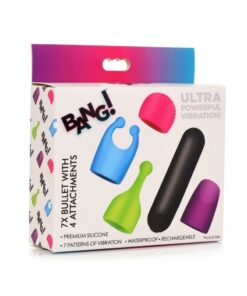 Bang! Rechargeable Bullet with 4 Attachments - Black