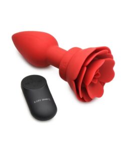Booty Sparks 28X Rechargeable Silicone Vibrating Rose Anal Plug with Remote Control - Large - Red
