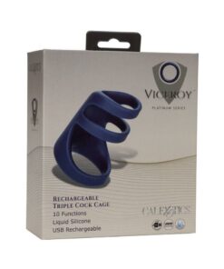 Viceroy Silicone Rechargeable Triple Cock Cage - Blue