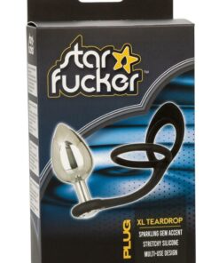 Star Fucker XL Teardrop Plug Silicone Dual Enhancer - Black