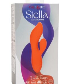 Stella Liquid Silicone Dual Teaser Rechargeable Vibrator - Orange