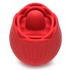 Inmi Bloomgasm French Rose Silicone Rechargeable Licking and Vibrating Clitoral Stimulator - Red