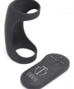 Trinity Men 7X G-Shaft Silicone Rechargeable Cock Ring with Remote Control - Black