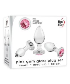 Adam and Eve Pink Gem Glass Plug Set (3 Piece)