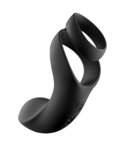 Svakom Benedict Silicone Rechargeable Double Ring Perinium Stimulator Cock Ring - Black