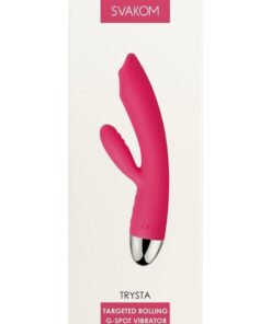 Svakom Trysta Rechargeable Silicone Targeted Rolling G-Spot Vibrator - Plum Red/Silver
