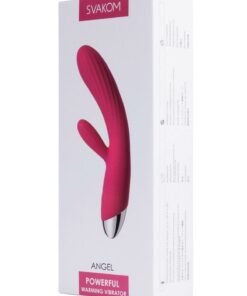 Svakom Angel Rechargeable Silicone Heating Rabbit Vibrator - Plum Red/Silver