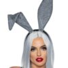 Leg Avenue Glitter Bunny Ears - O/S - Silver