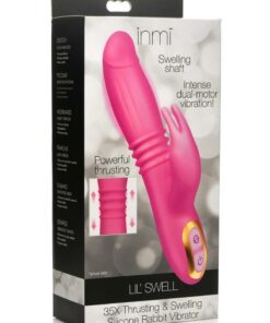 Inmi Lil` Swell 35X Thrusting and Swelling Rechargeable Silicone Rabbit Vibrator - Pink