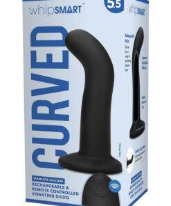 WhipSmart Remote Control Rechargeable Silicone G-Spot/P-Spot Dildo 5.5in - Black