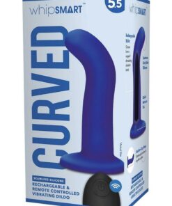 WhipSmart Remote Control Rechargeable Silicone G-Spot/P-Spot Dildo 5.5in - Navy Blue