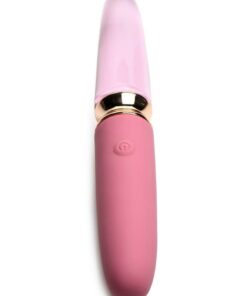 Prisms Vibra-Glass 10X Rose Dual End Rechargeable Silicone/Glass Vibrating Dildo - Pink