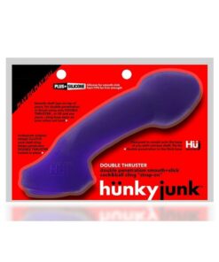 Hunkyjunk Double Thruster Textured Double Penetrator Sling - Plum Ice Purple