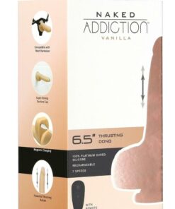 Naked Addiction Silicone Rechargeable Thrusting Dildo with Remote Control 6.5in - Vanilla