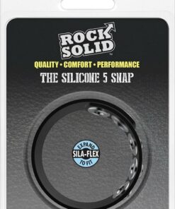 Rock Solid The Silicone 5 Snap Adjustable Cock Ring - Black