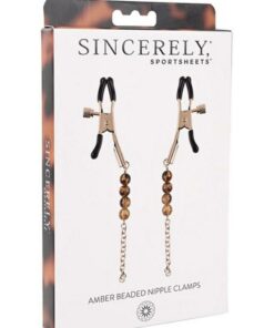 Sincerely Amber Beaded Nipple Clamps - Animal Print Gold