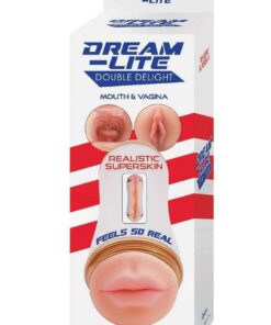 Dream-Lite Double Delight Dual End Realistic Mouth and Vagina Masturbator - Vanilla