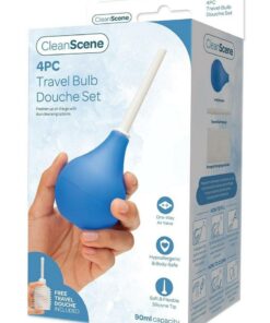 CleanScene Travel Bulb Douche Set (4 Piece) - Blue/White