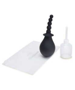 CleanScene Soft Squeeze Beaded Anal Douche Set with Flared Base (4 Piece) - Black